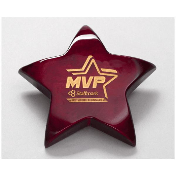 Rosewood Piano-Finish Star Paperweight with Felt Bottom