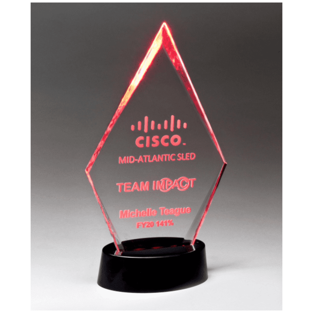 Clear Acrylic Award with LED Base  - 7 Colors 