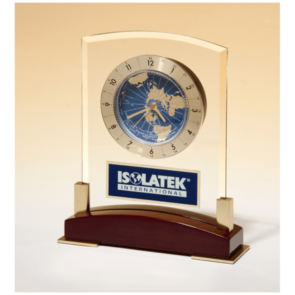 Glass Clock with World Time Dial 