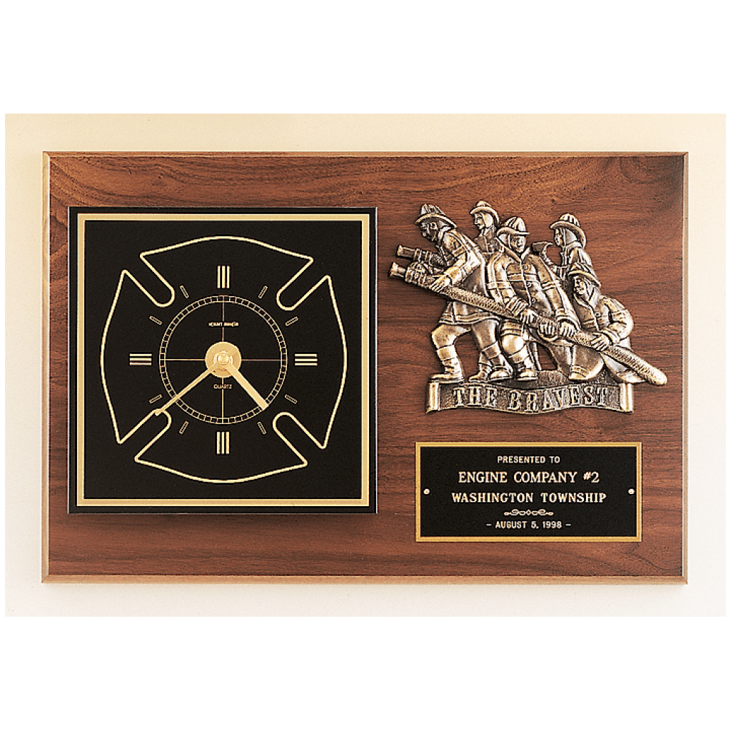 Fireman Award Clock with Antique Bronze Finish Casting.