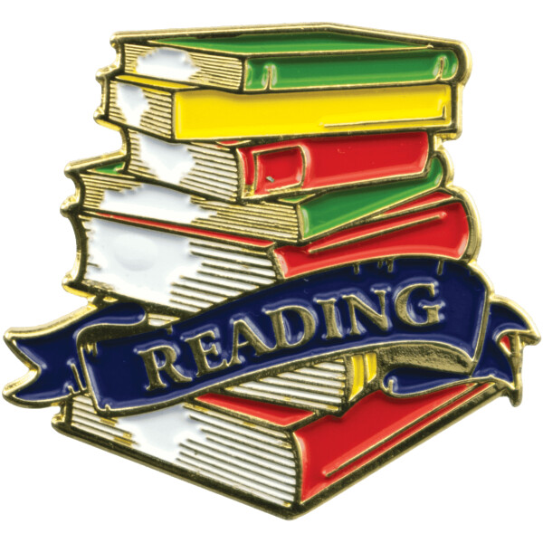 1-1/8" Bright Gold Educational Reading Lapel Pin
