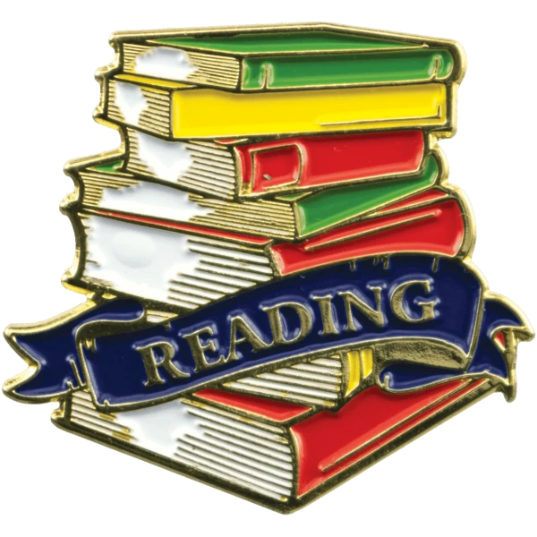 1-1/8" Bright Gold Educational Reading Lapel Pin