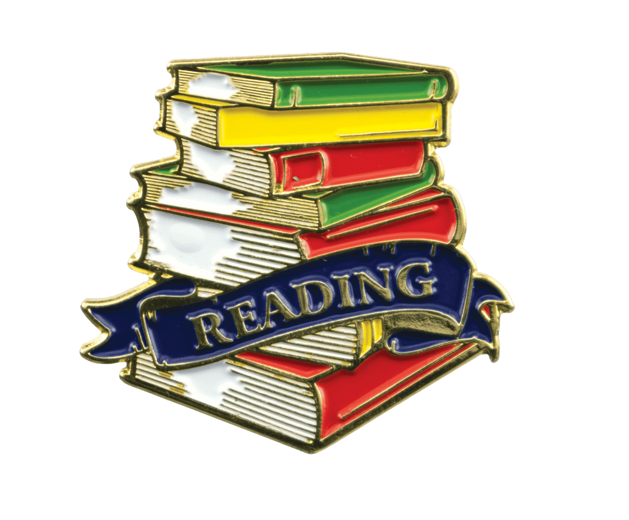 1-1/8" Bright Gold Educational Reading Lapel Pin