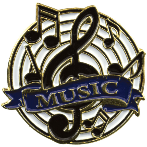 1-1/8" Bright Gold Educational Music Lapel Pin
