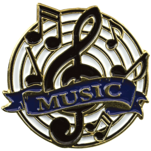 1-1/8" Bright Gold Educational Music Lapel Pin
