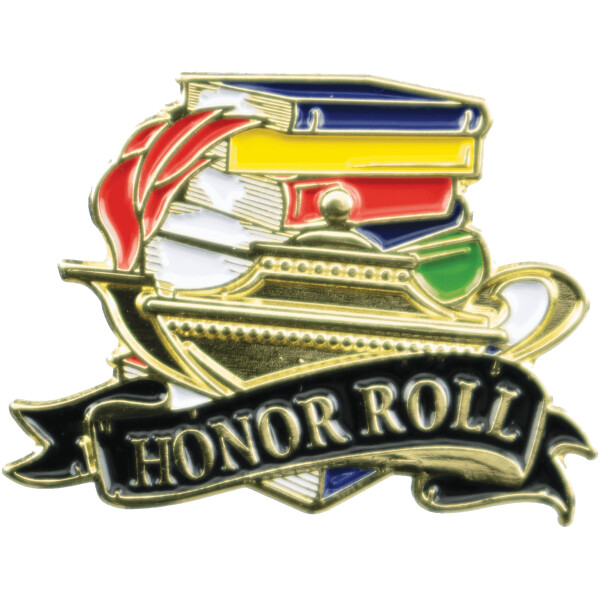1-1/8" Bright Gold Educational Honor Roll Lapel Pin