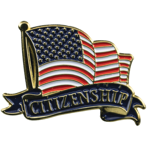1-1/8" Bright Gold Educational Citizenship Lapel Pin