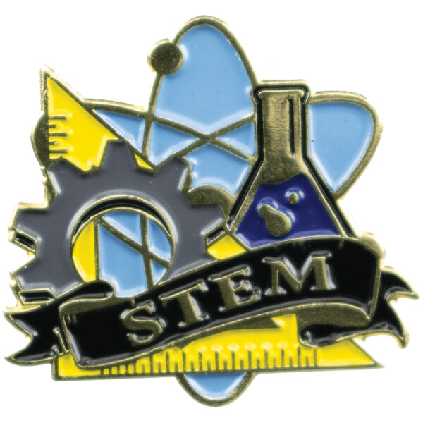 1-1/8" Bright Gold Educational STEM Lapel Pin