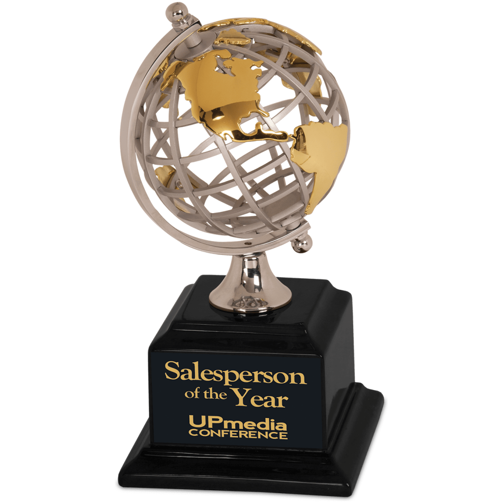 Gold & Silver Metal Globe on Black Piano Finish Base