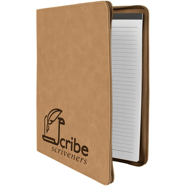 Leatherette Portfolio with Zipper & Notepad