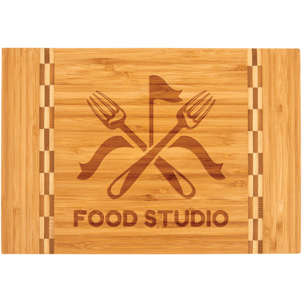 Bamboo Cutting Board with Butcher Block Inlay