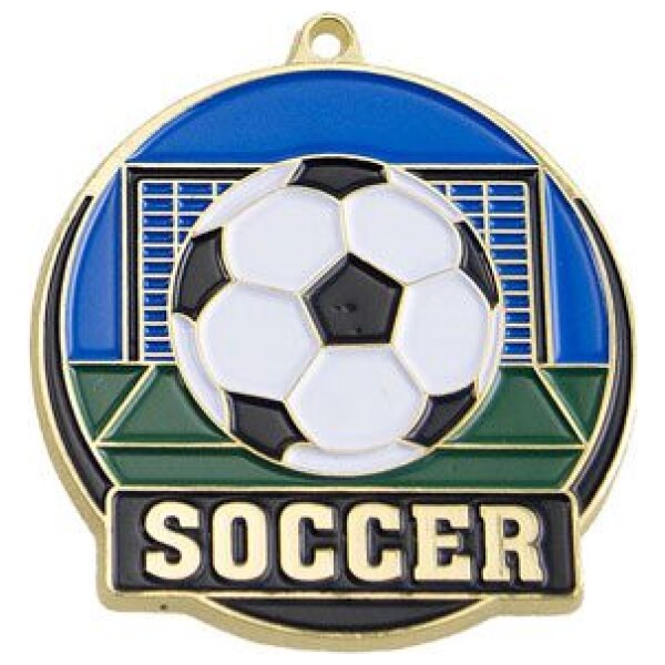 Bright Gold Soccer High Tech Medallion (2")