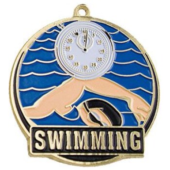 Bright Gold Swimming High Tech Medallion (2")