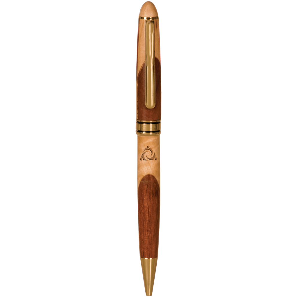 Maple & Rosewood Finish Ballpoint Pen with Gold Trim