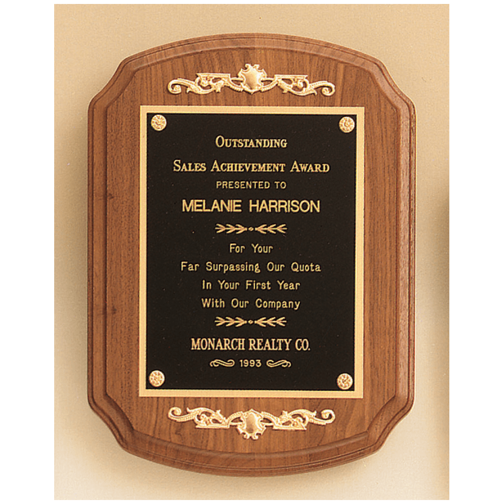 American Walnut Plaque with Decorative Accents