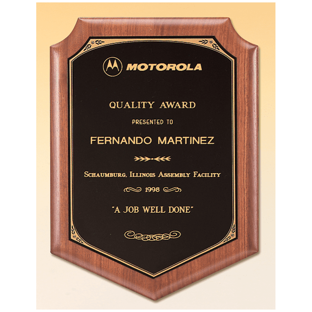 American Walnut Shield Plaque