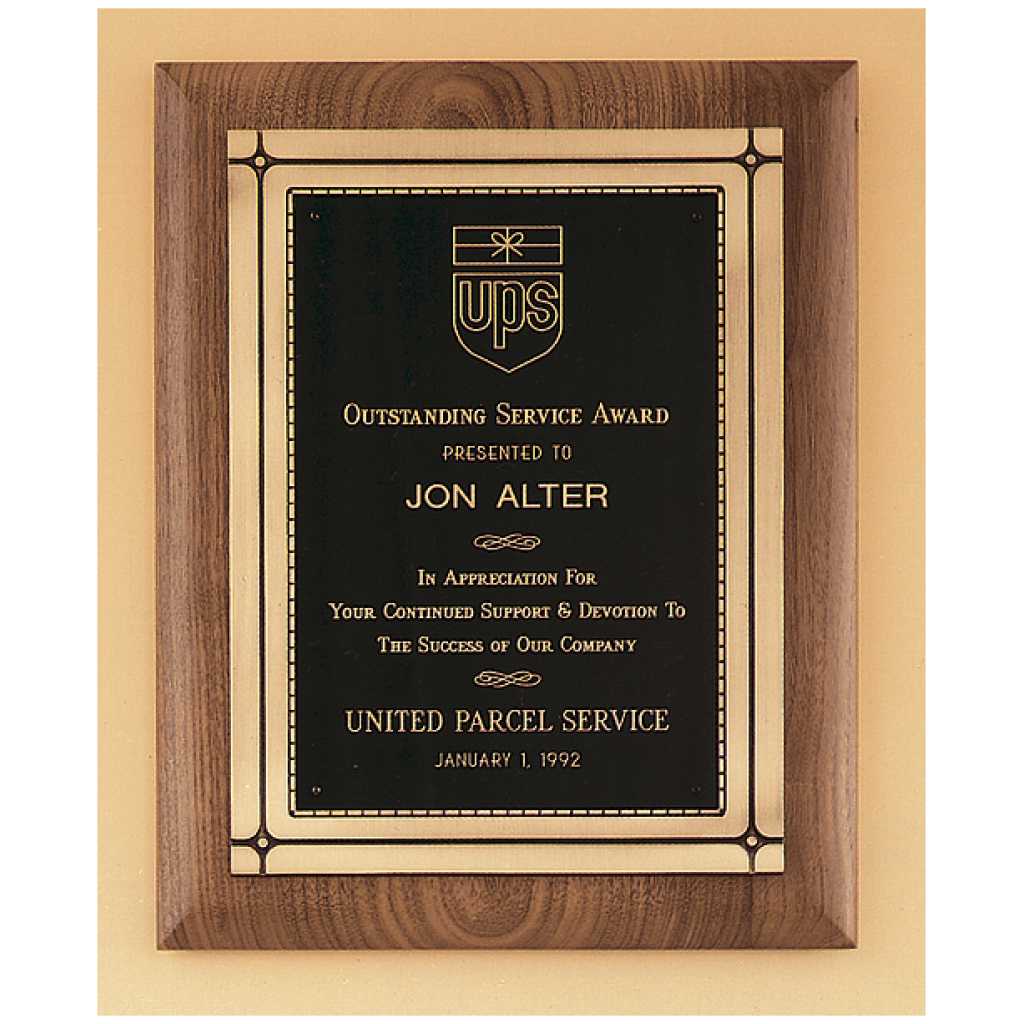 American Walnut Plaque with Antique Bronze Frame