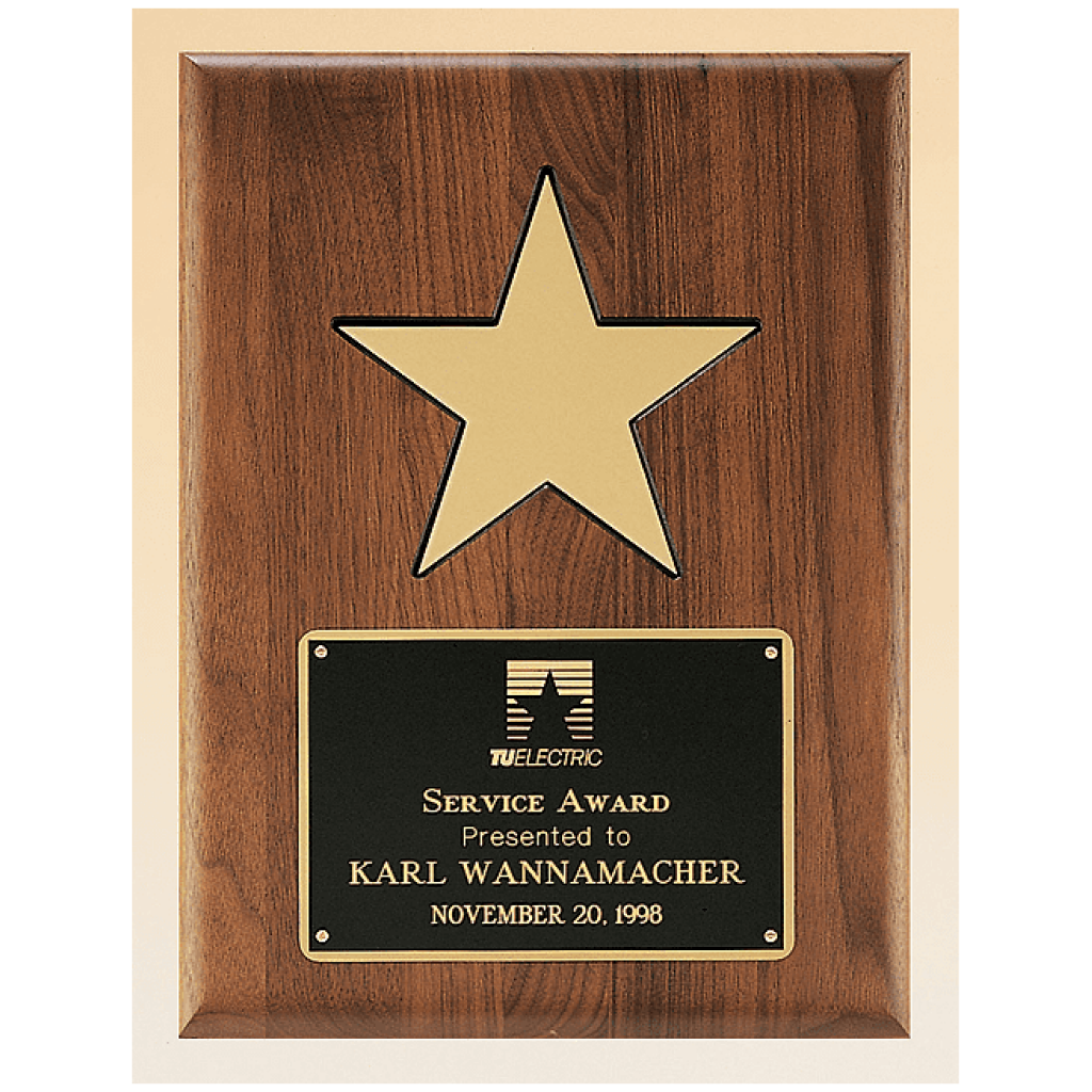 American Walnut Plaque with 5" Gold Star