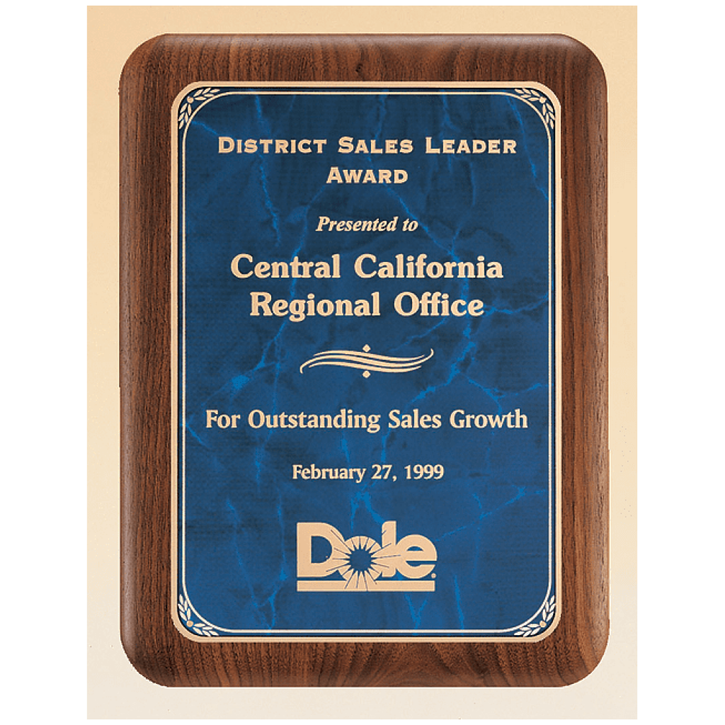 American Walnut Plaque with Marble Finished Plates
