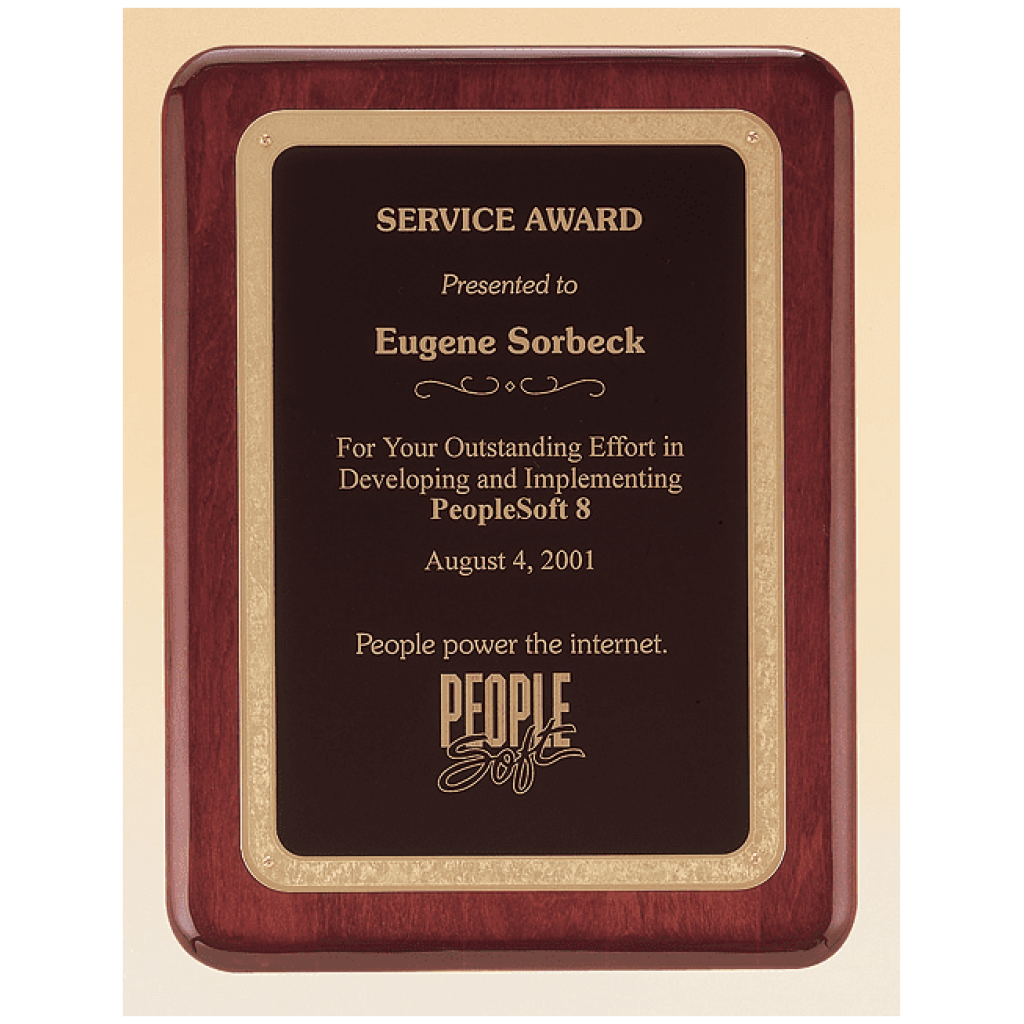 Rosewood Piano Finish Plaque with Brass Plate