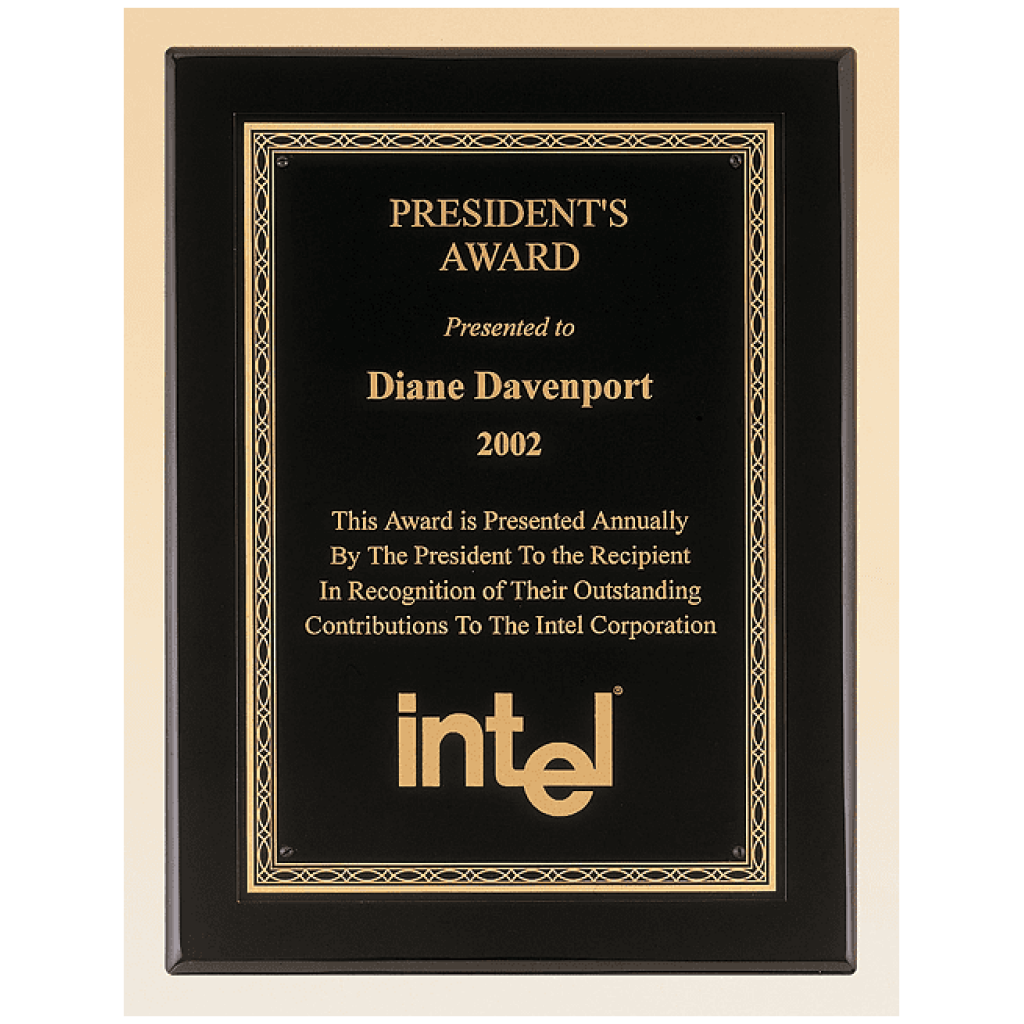 Black Piano Finish Plaque with Brass Plate