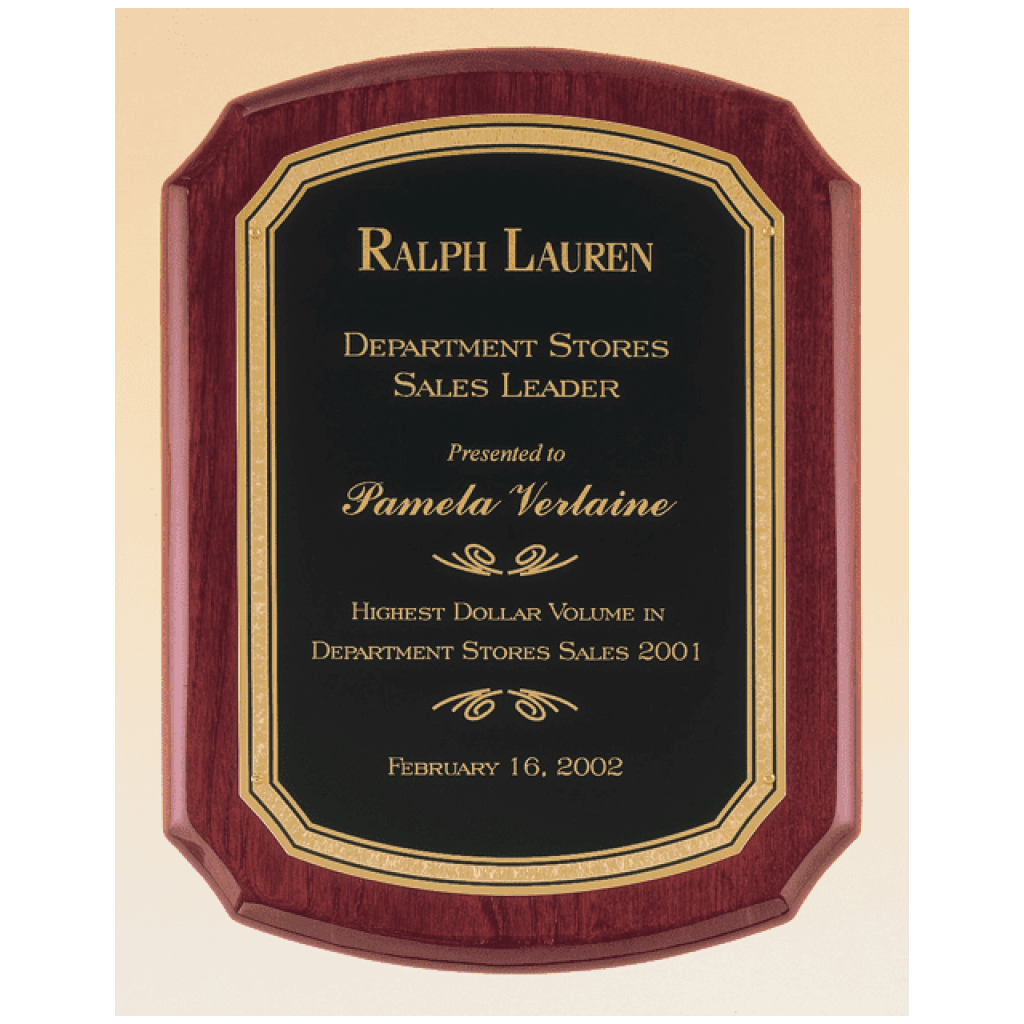 Rosewood Piano Finish Plaque with Brass Plate