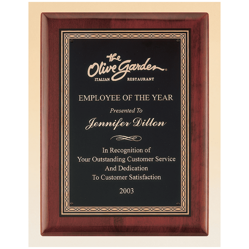 Rosewood Piano Finish Plaque with Brass Plate
