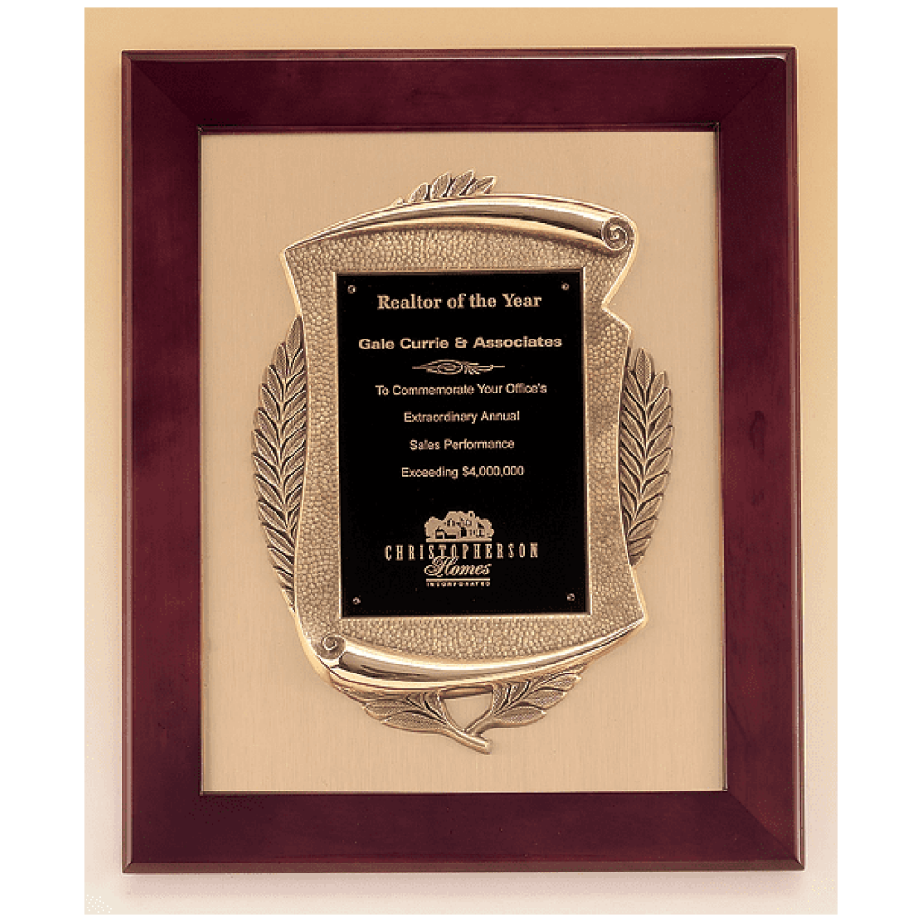 Rosewood Piano Finish Frame Plaque with Cast Relief