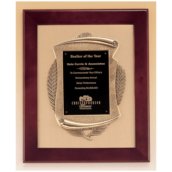 Rosewood Piano Finish Frame Plaque with Cast Relief