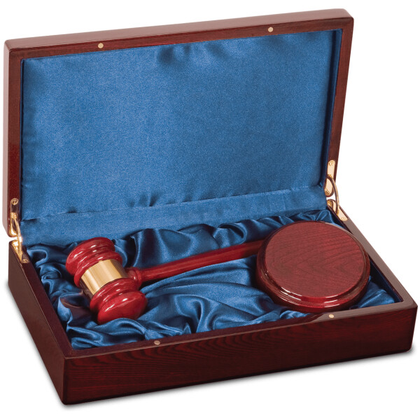 9" x 12" Genuine Walnut Plaque with 8" Gavel & Brass Band