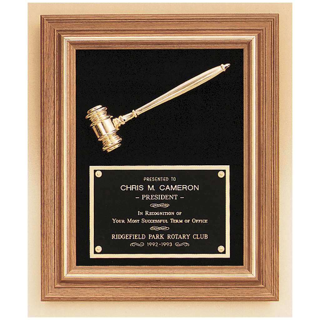 American Walnut Frame Gavel Plaque