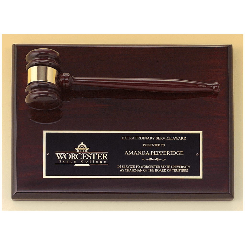 Rosewood Piano Finish Gavel Plaque