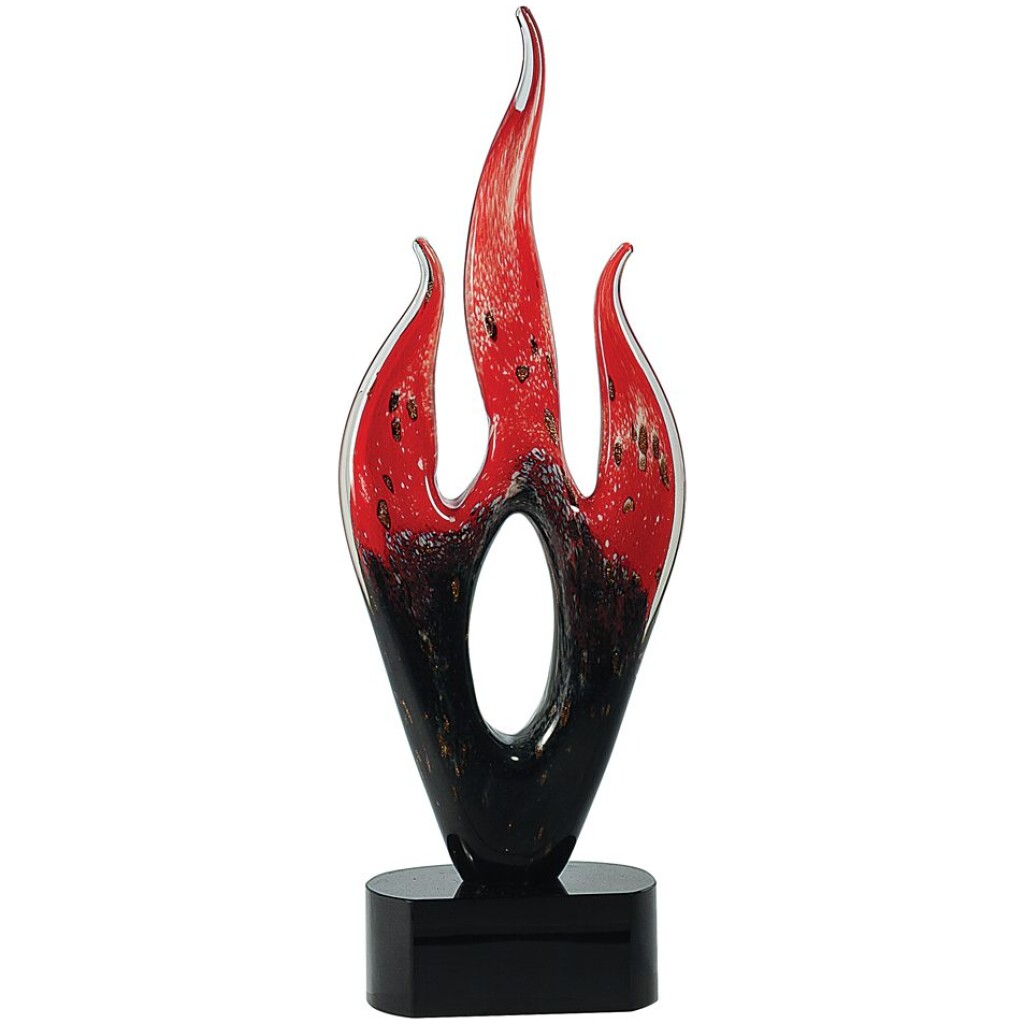 Red and Black Flame Art Glass