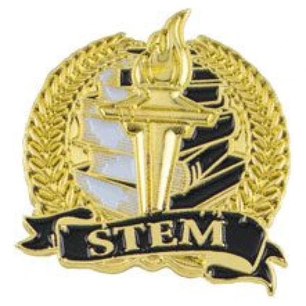 1-1/8" Bright Gold Academic STEM Lapel Pin