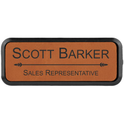 Leatherette Round Corner Badge with Frame