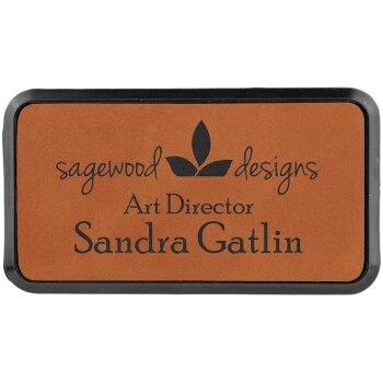 Leatherette Round Corner Badge with Frame