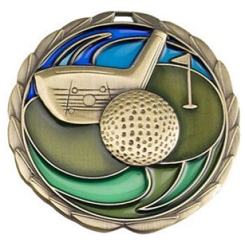 Antique Gold Golf Color Epoxy Medallion (2-1/2")