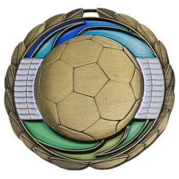 Antique Gold Soccer Color Epoxy Medallion (2-1/2")