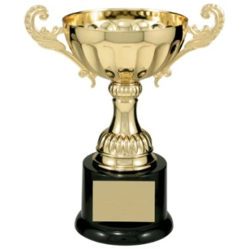 7 1/2" Gold Completed Metal Cup Trophy
