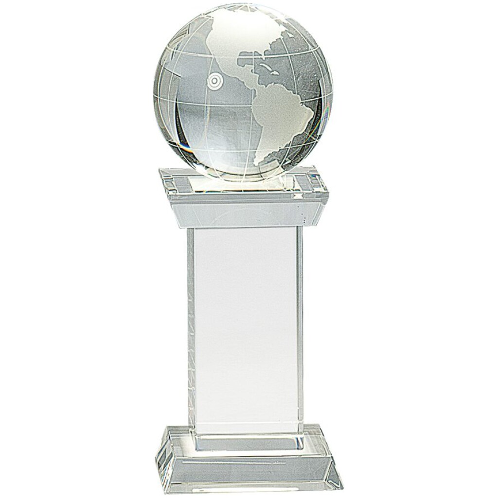 Crystal Globe on Clear Crystal Tower Base