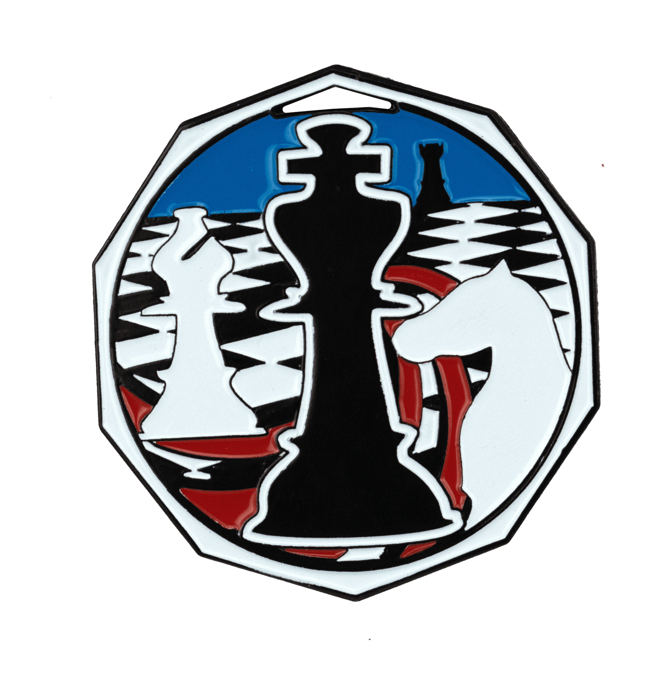 Chess Decagon Colored Medallion (2")