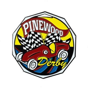 Pinewood Derby Decagon Colored Medallion (2")