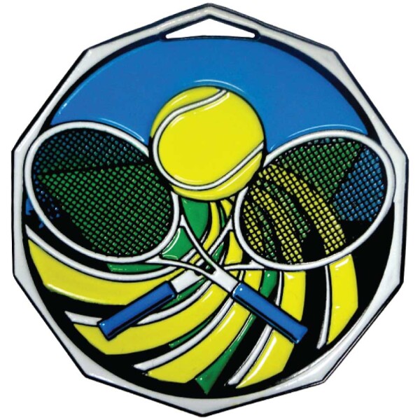 Tennis Decagon Colored Medallion (2")