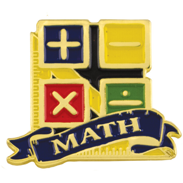 1-1/8" Bright Gold Educational Math Lapel Pin