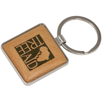 Square Silver & Wood Keychain
