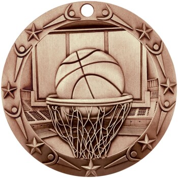 Antique Bronze Basketball World Class Medallion (3")