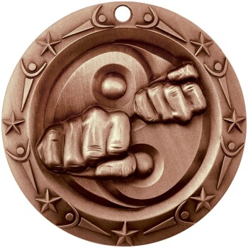 Antique Bronze Martial Arts World Class Medallion (3")