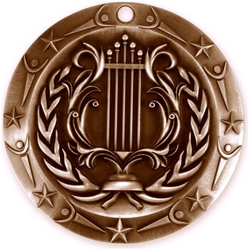 Antique Bronze Music World Class Medallion (3")