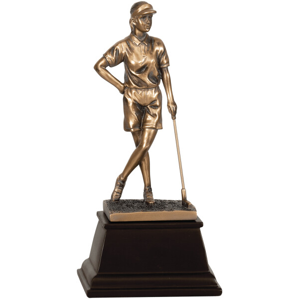 9" Bronze Female Golf Resin Award