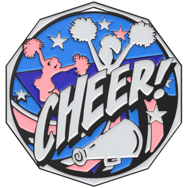 Cheer Decagon Colored Medallion (2")